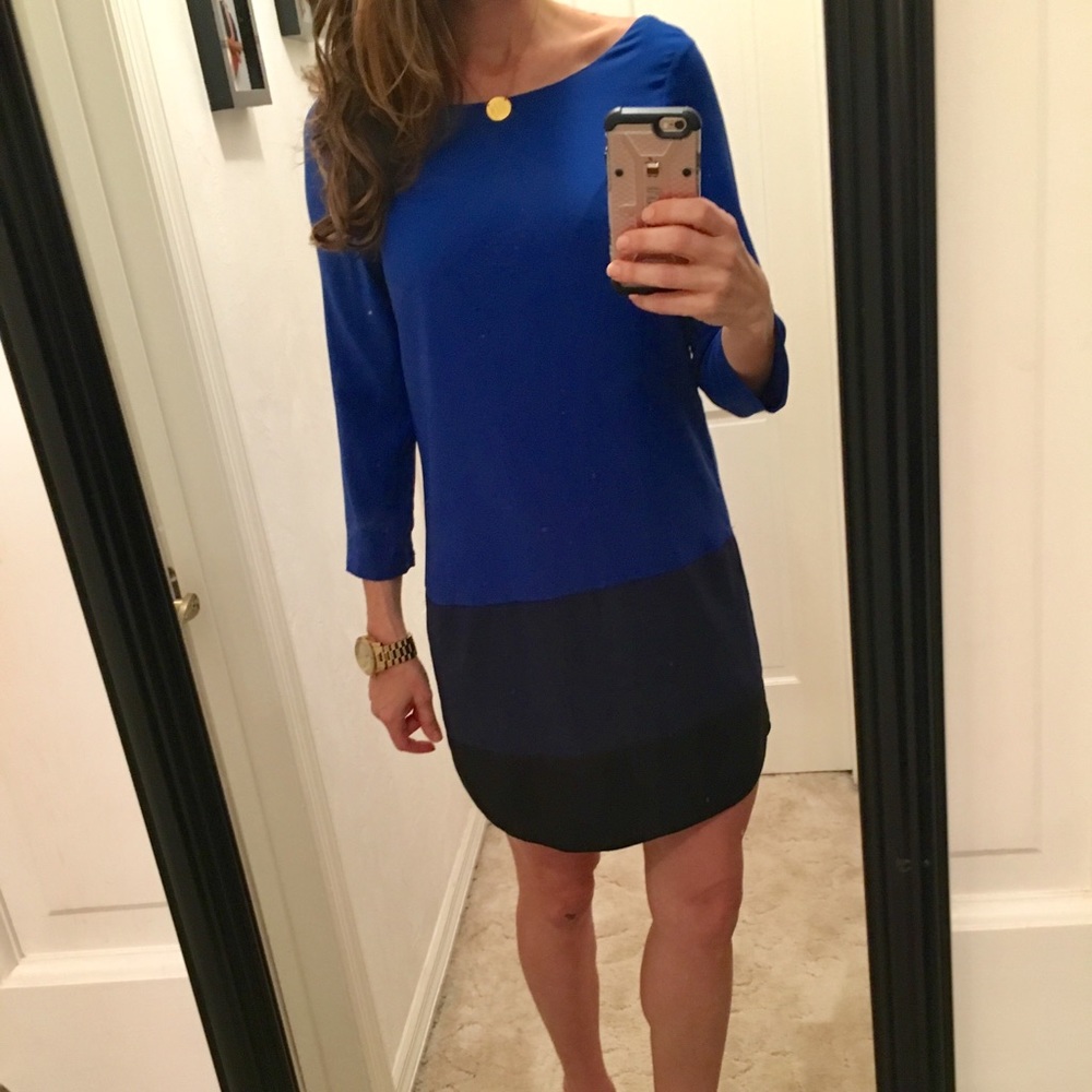 Express 3/4 sleeve blue and black dress size small